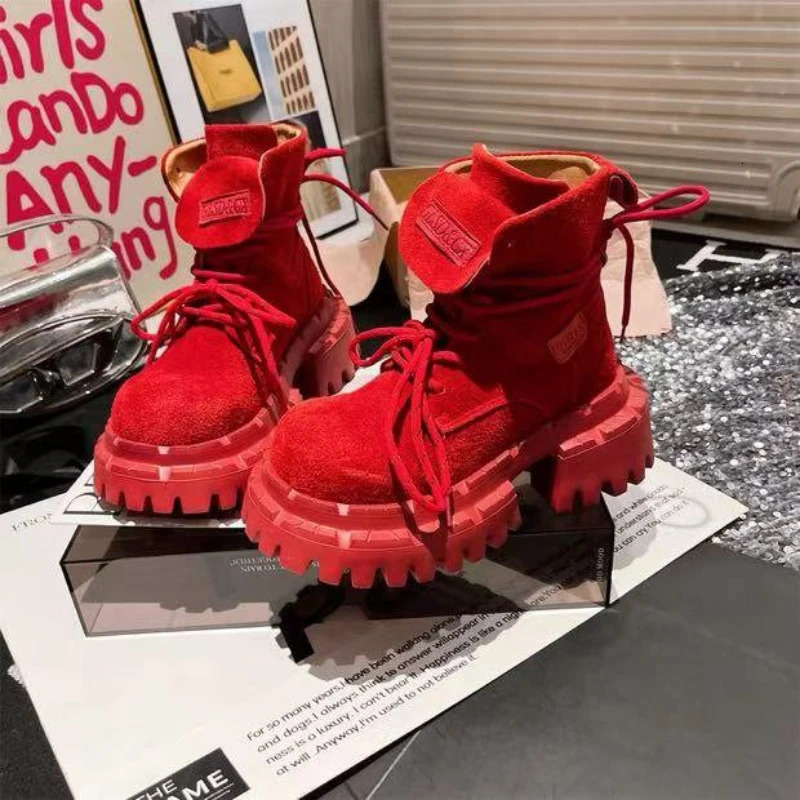 Ankle Boots for Women Flats Platform Shoes Fashion Winter Dress Woman 2025 Suede Cozy Chelsea Botas De Mujer 250908
