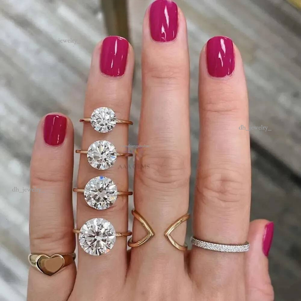 Top Sales 14K Gold Engagement Solitaire 2CT 3CT Oval Cushion Cut Wedding Band VVS Moissanite Ring for Women