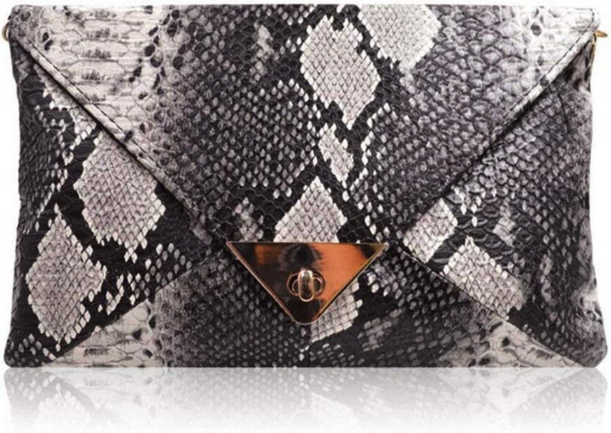 Womens Fashion Retro Snake Skin Envelope Bag Clutch Purse Evening Bag 1 Z25909