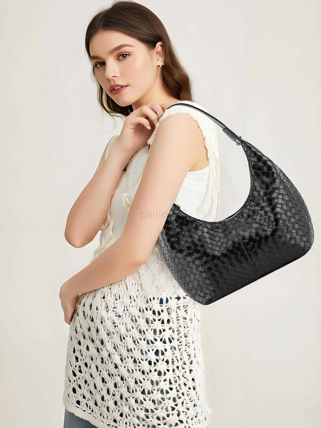 ZHOU Crescent Shoulder Bags for Women Vegan Leather Hobo Handbag Slouchy Tote Purses Z25909