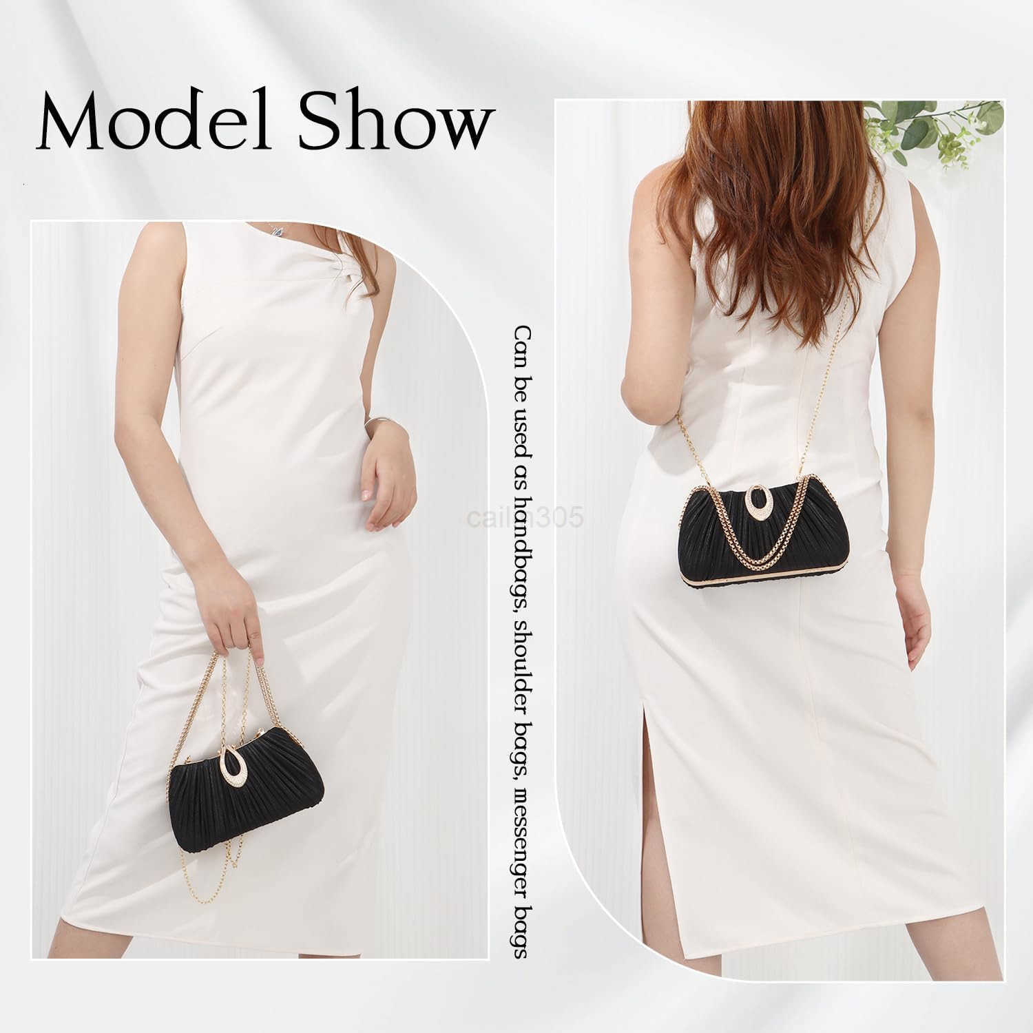 Black Clutch Purses for Women Formal Gold Evening Bag Satin Dress Handbag for Wedding Party Z25909