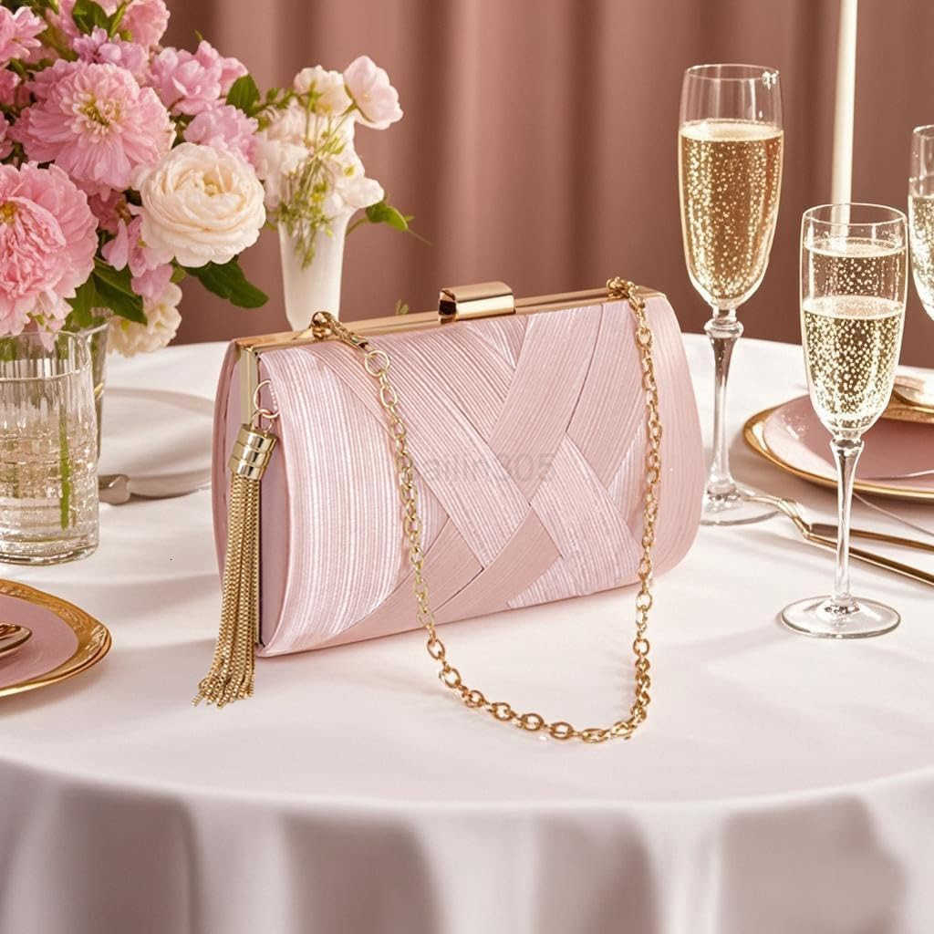 Purses for Women Formal Evening Clutch Purse Shoulder Cross Body Bags for Wedding Party Handbag with Tassel Z25909