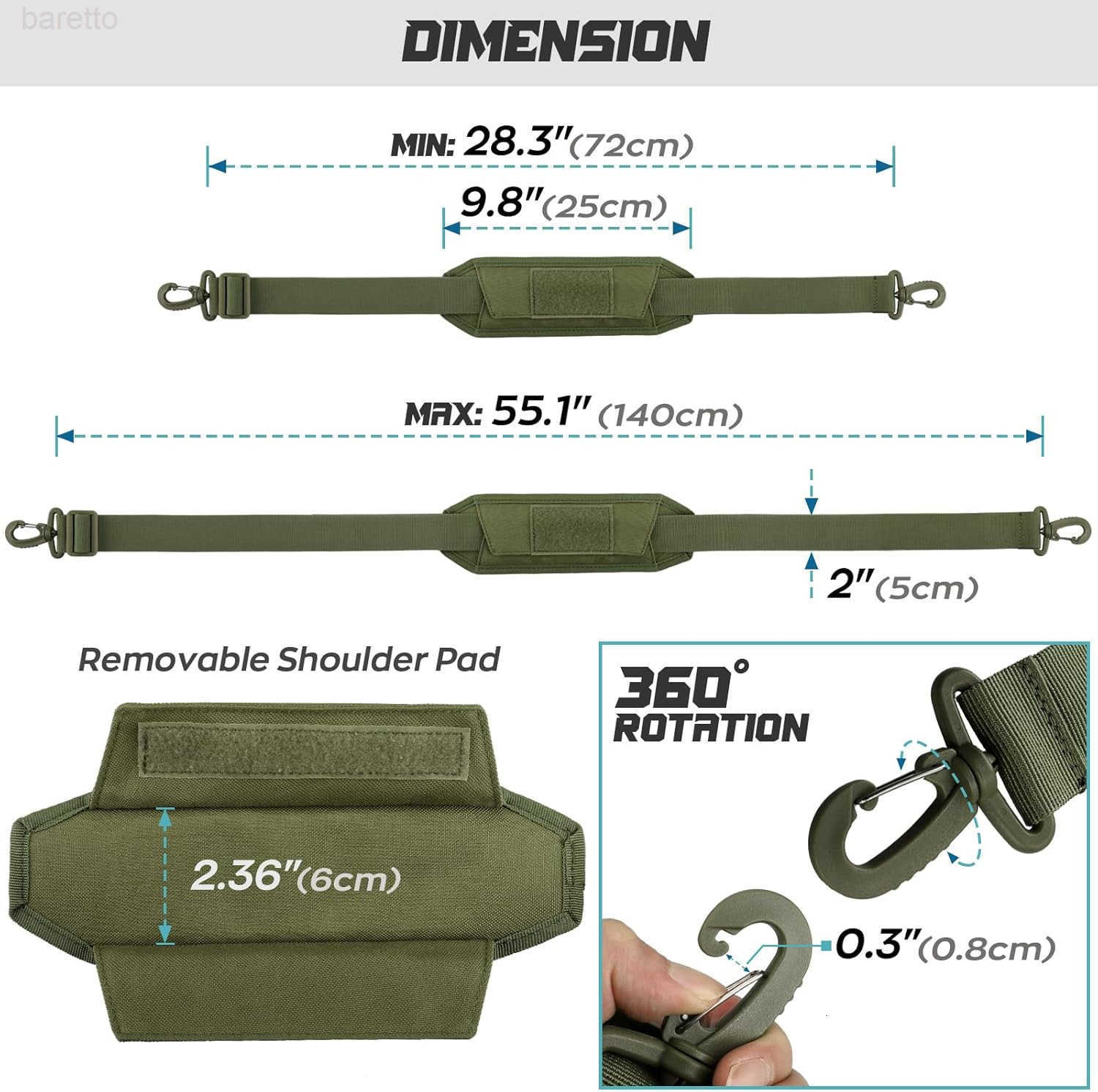 Shoulder Strap Pad for Tactical Pouch Universal Bag Strap with Detachable Thick Pad Single Shoulder Straps Replacement Z250909