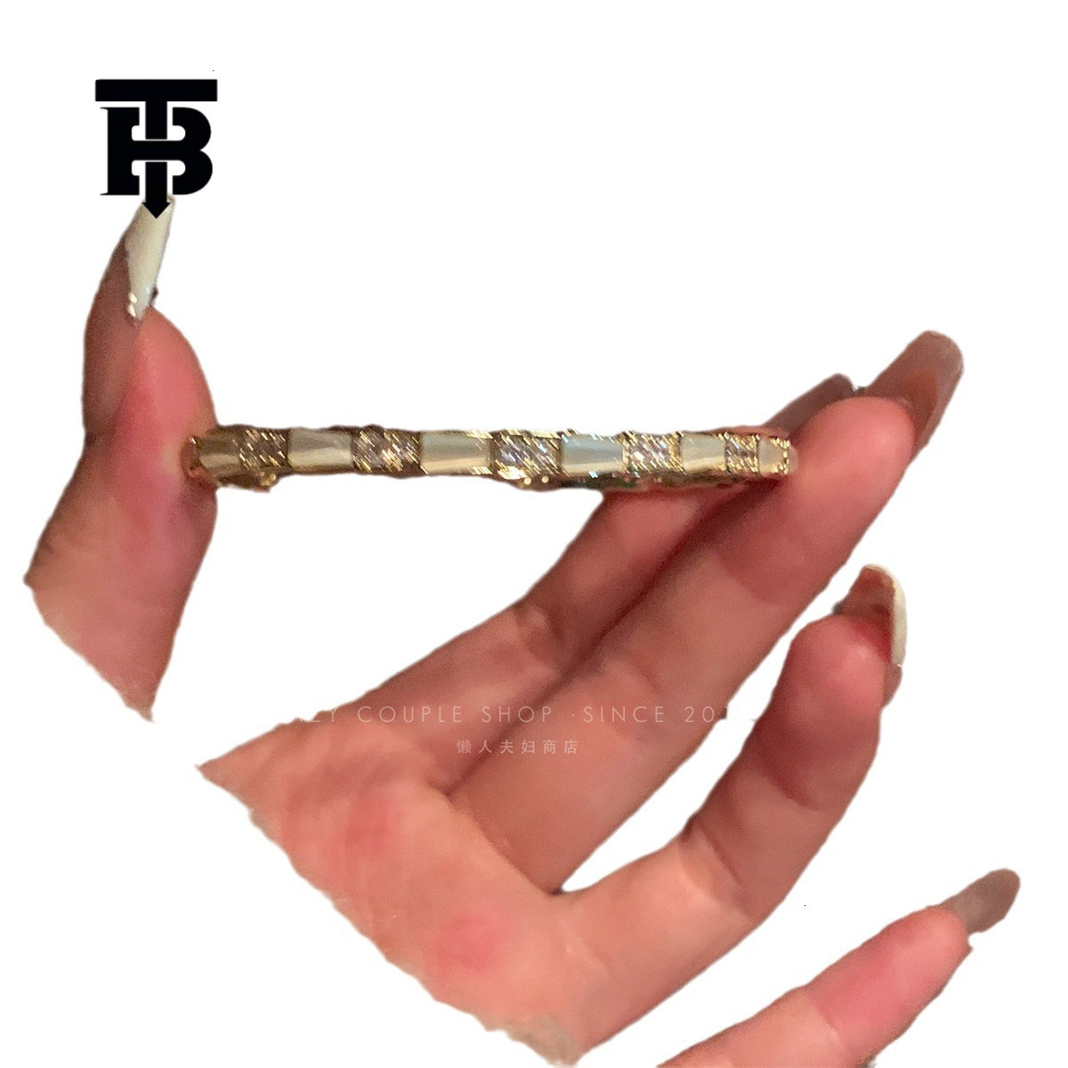 TB BHULAMTE Free Shipping New Designer Accessories Real Gold Plated French Zircon Letter Bracelet Light Luxury High-end Simple Fashion Versatile Jewel