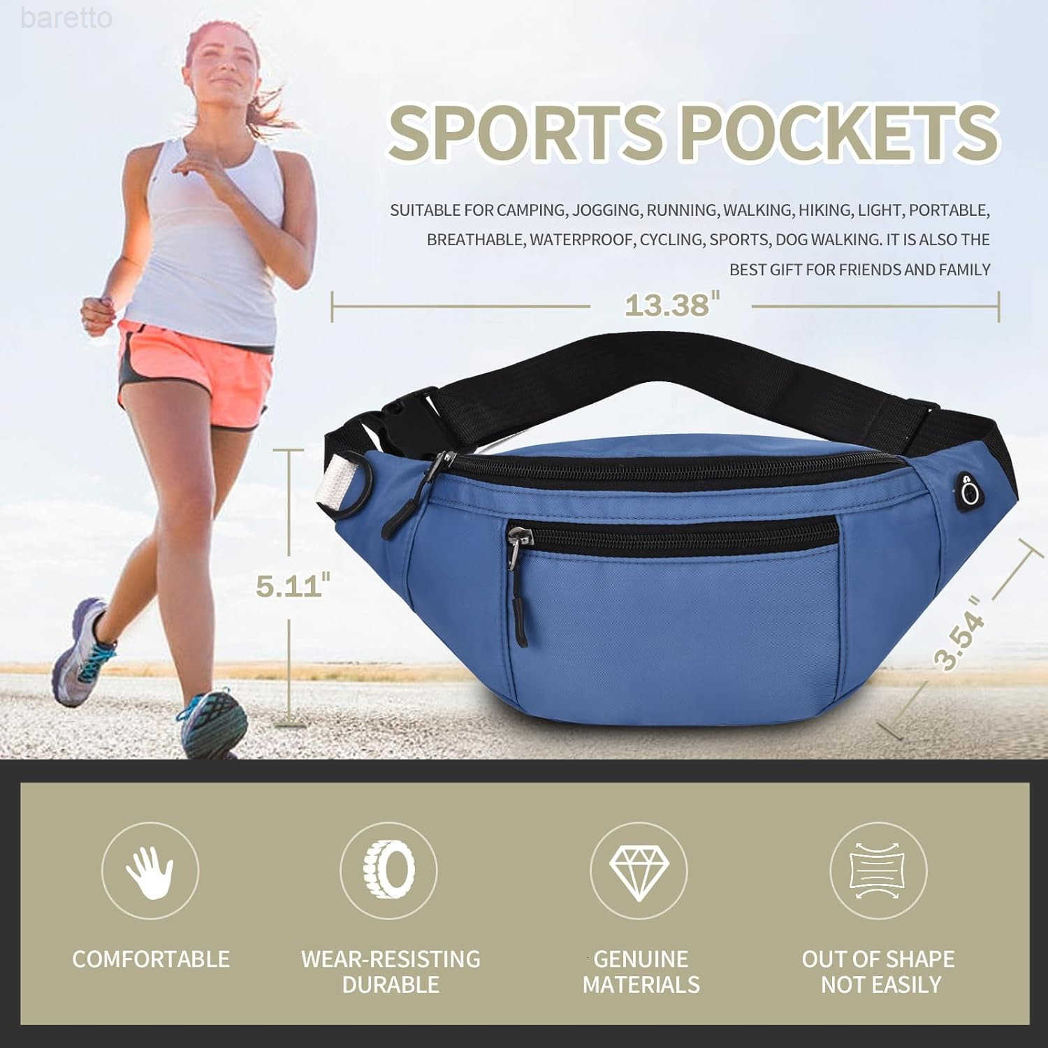 Crossbody Fanny Pack for MenWomenLarge Waist Bag Hip Bum Bag with Adjustable Strap for Outdoors Workout Traveling Casual Running Hiking Cycling Z25090