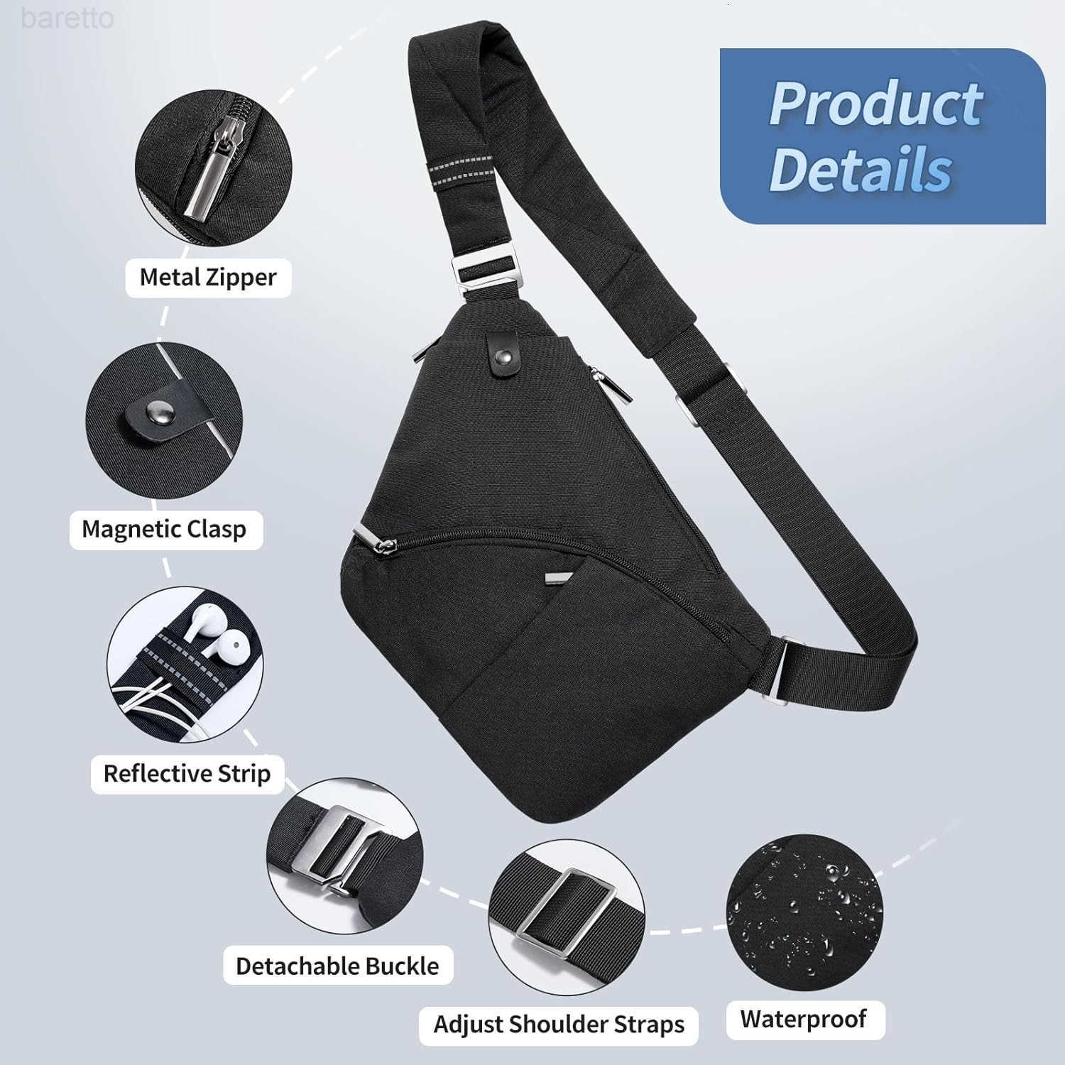 Sling Bag for Men and Women Anti theft Crossbody Bag Lightweight Shoulder Chest Bag for Travel Gym Z250910