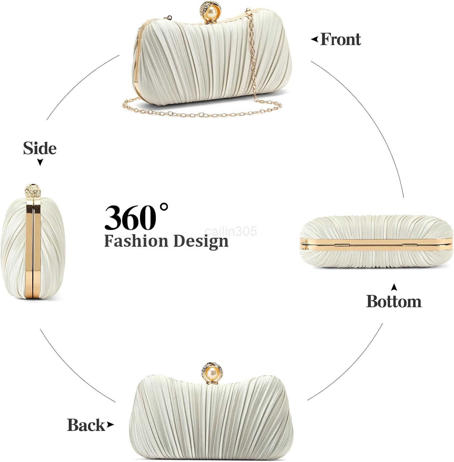 Clutch Purses for Women Evening Bag Pleated Satins Clutch Purse Luxury Handbags for Wedding Party Z25909