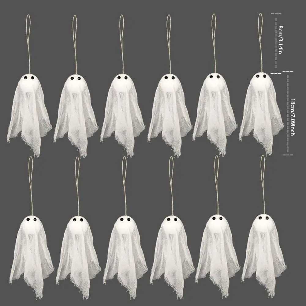 10pcs White Halloween Ghost Gauze Pendant Novelty DIY Spooky Ghost Decor Decorative Ghost Hanging Ornament Porch Decor H250908