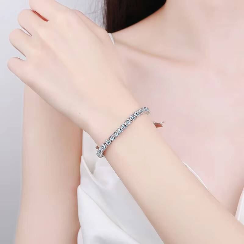 Decoral Wholesale VVS 3mm5mm Moissanite Iced Out Tennis Bracelet 925 Sterling Silver Sparkling Moissanite Tennis Bracelet Chain
