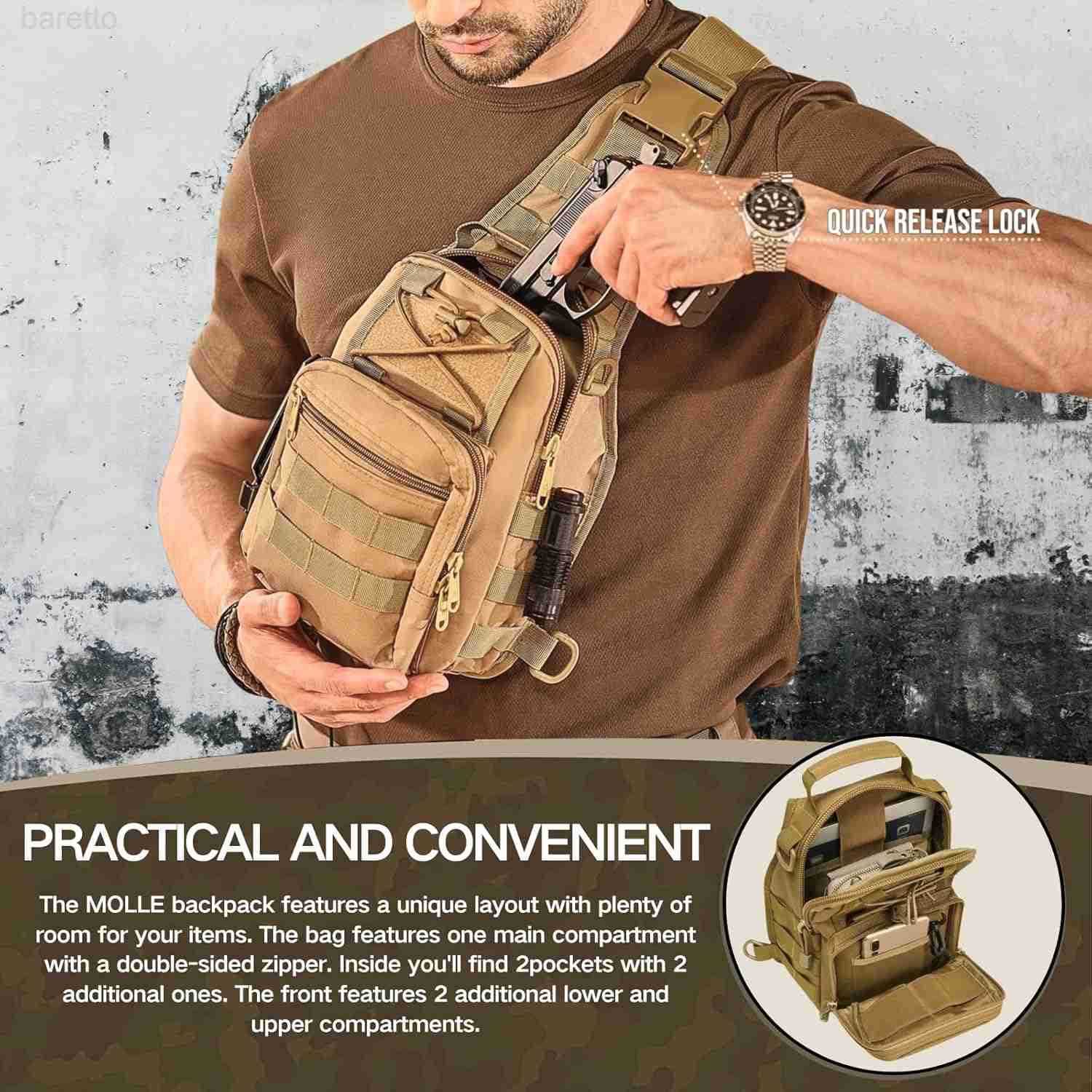 Shoulder Sling Bag Small Outdoor Chest Pack Backpack for Men Traveling Trekking Camping Sling Backpack Z250909