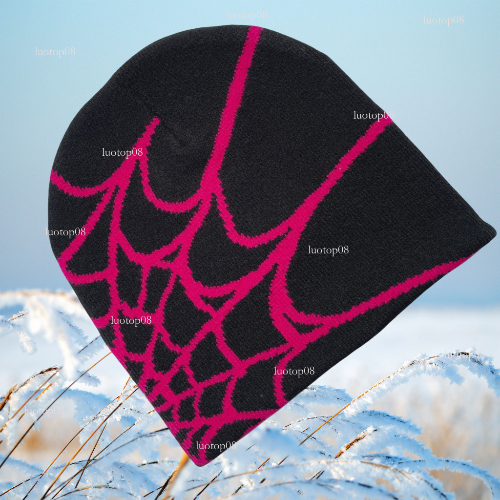 fashion designer 2025 new spider mesh jacquard autumn winter coldproof warm knitted hat unisex trendy luxurious casual hat