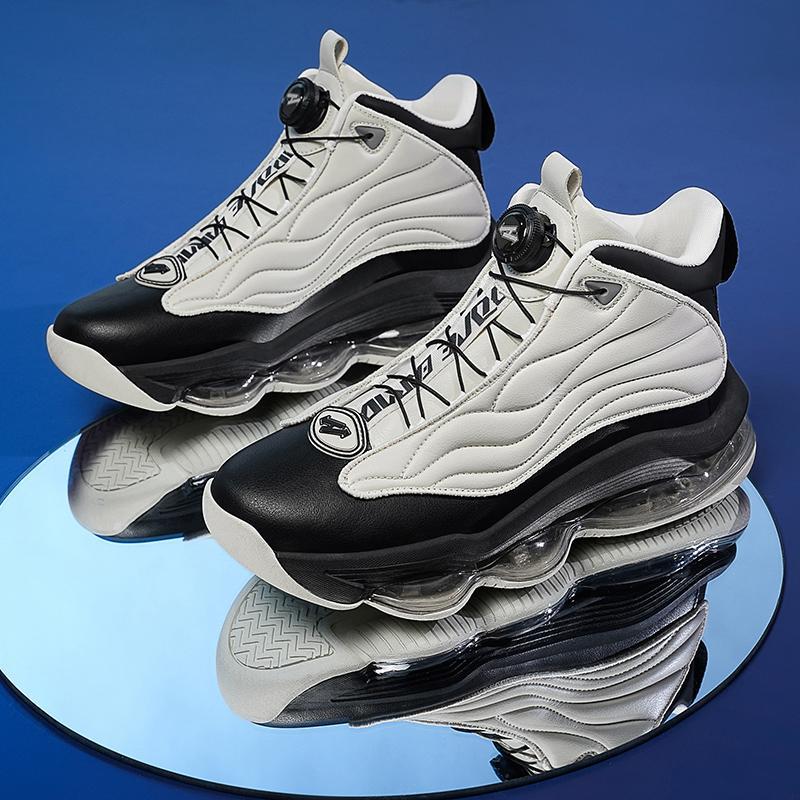 Large Size 38-45 New High Quality Men Casual Shoes Air Cushion High Top Running Shoes Breathable Lightweight Rotating Buckle Basketball Sneakers