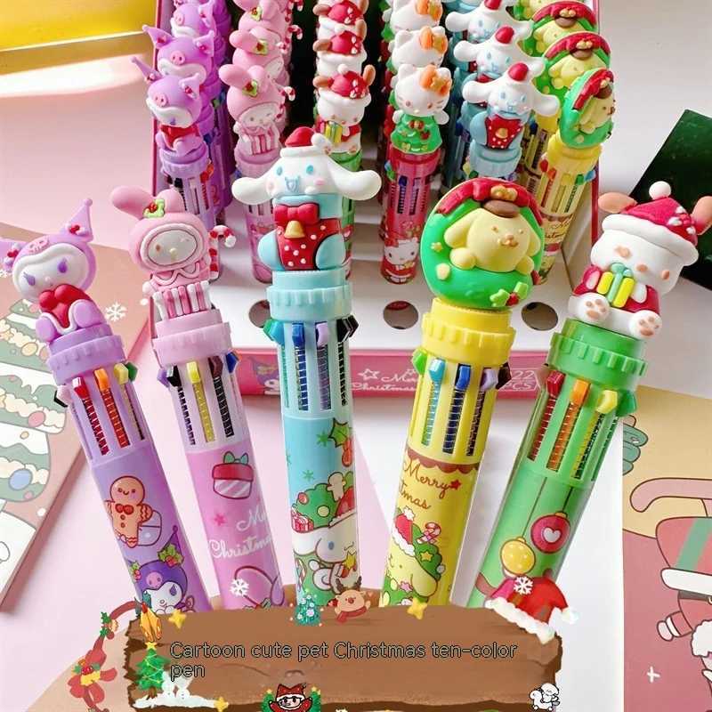 Sanrio 36pcs Ballpoint Pen Christmas 10color Pen 05mm Student Kawaii Stationery Press School Office Supplies Gifts L250908