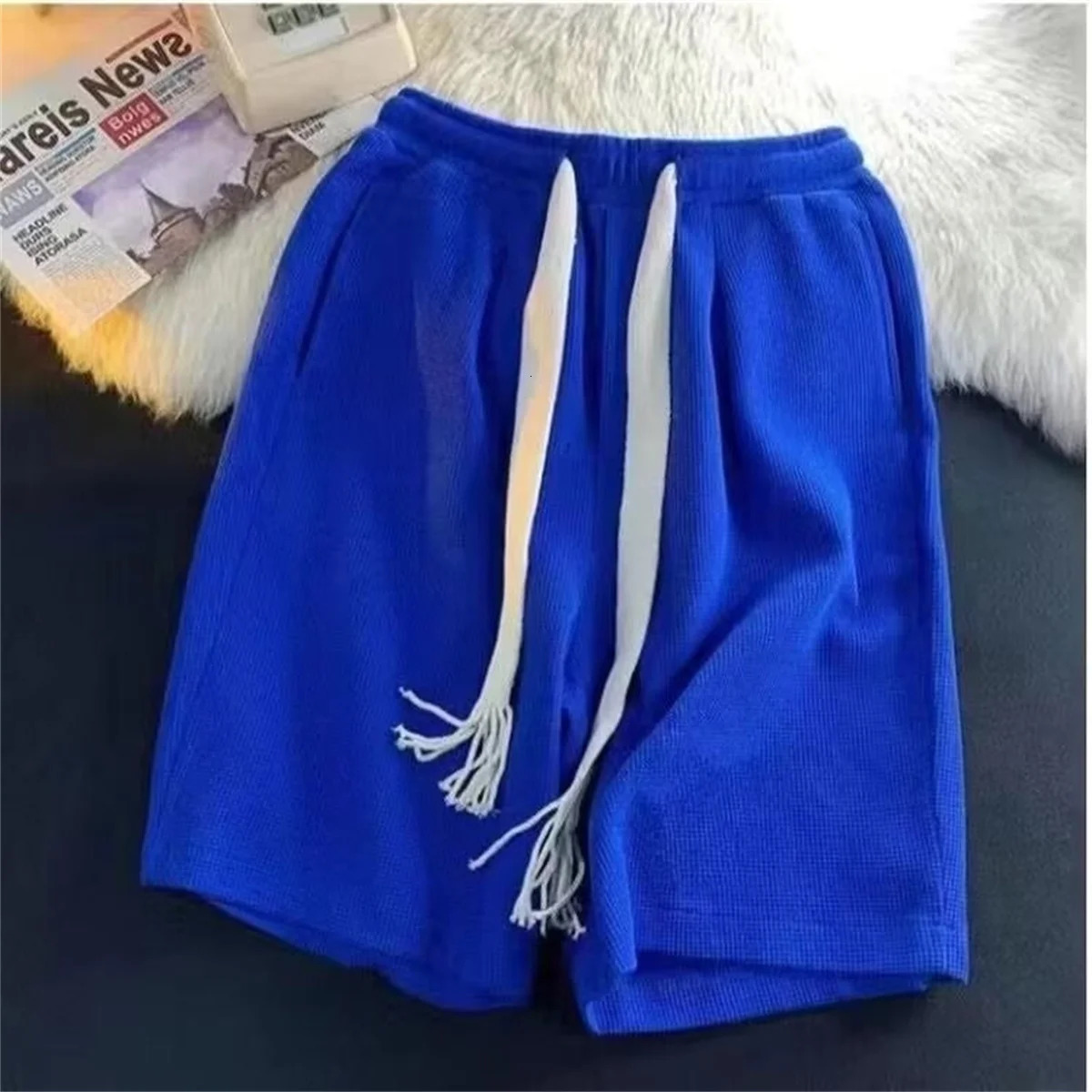 Solid Breathable Shorts Summer Mens Fashion Trendy Lightweight Drawstring Basketball Sports Fitness Large Middle Pants 250909
