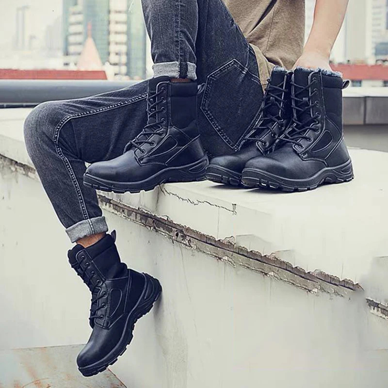 Mens Boots Safety Shoes Men Steel Toe Shoes Winter Boots Men PunctureProof Work Shoes Plush Warm Work Safety Boots Male Shoes 250909