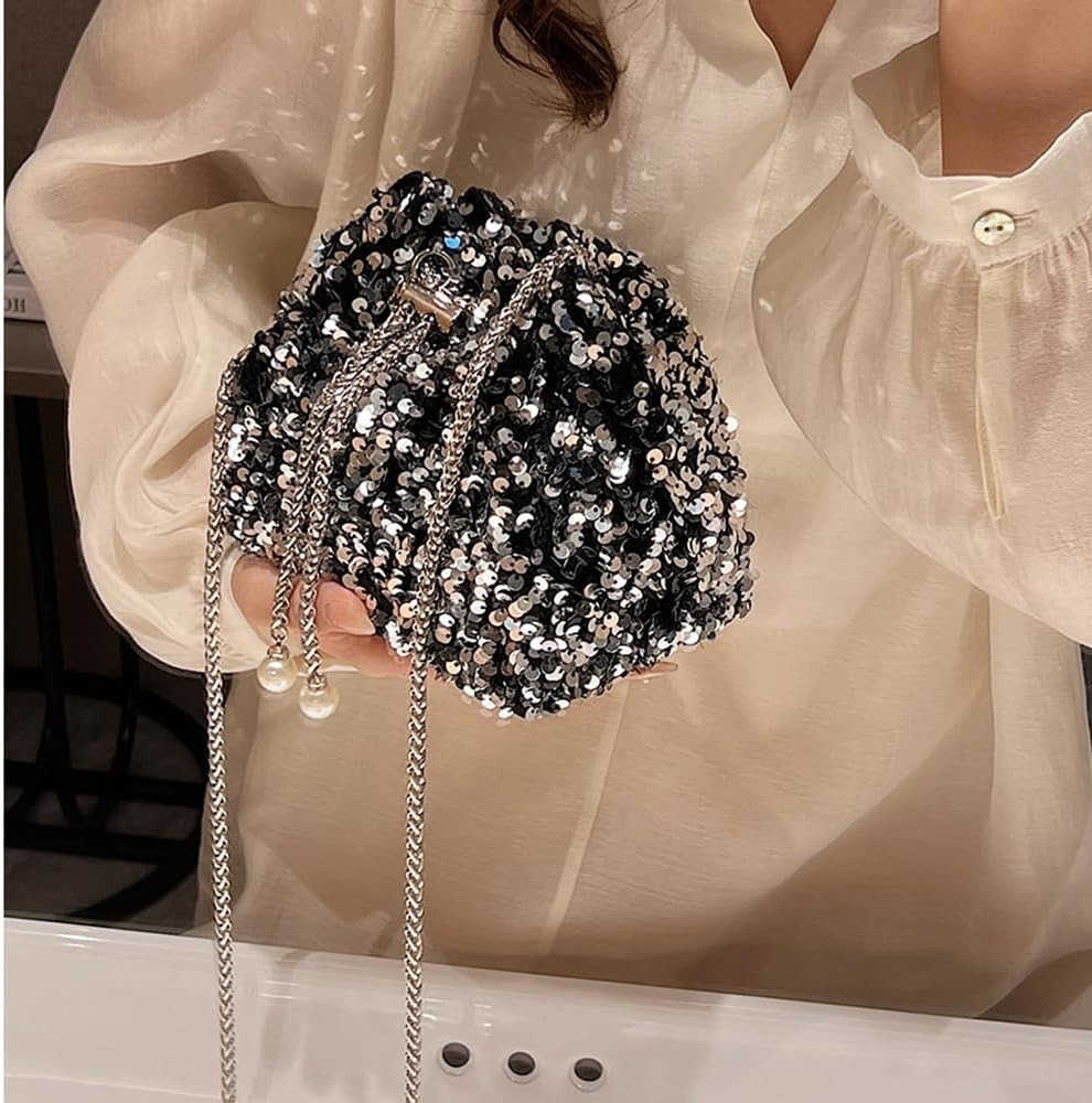 Shinny Evening Bag Bucket Purse Handbag Shoulder Bags Sequin Crossbody Bag Party Prom Crossbody Bag for Women Z25909