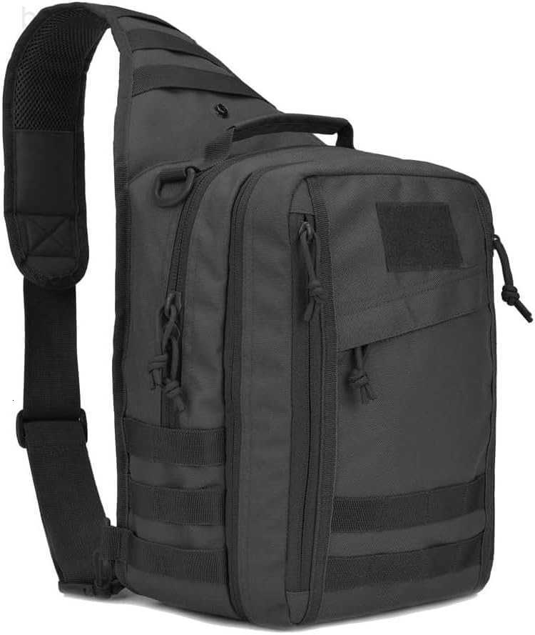 Tactical Sling Bag Pack with Small Gun Holster Small Single Shoulder Sling Pack MOLLE Everyday Carry Bag Black Z250909