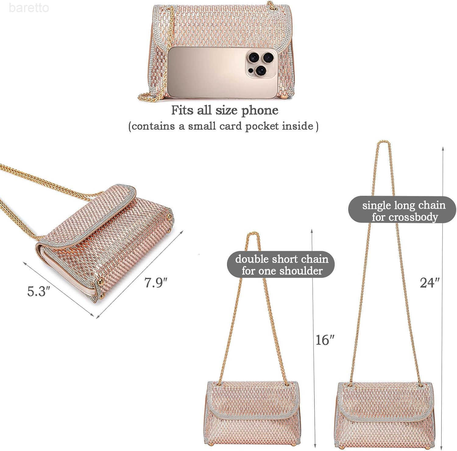 Bags Crossbody Bag Purses Handbags Crystals Rhinestone Evening Bag for Women Clutch Purse with Chain Z250909