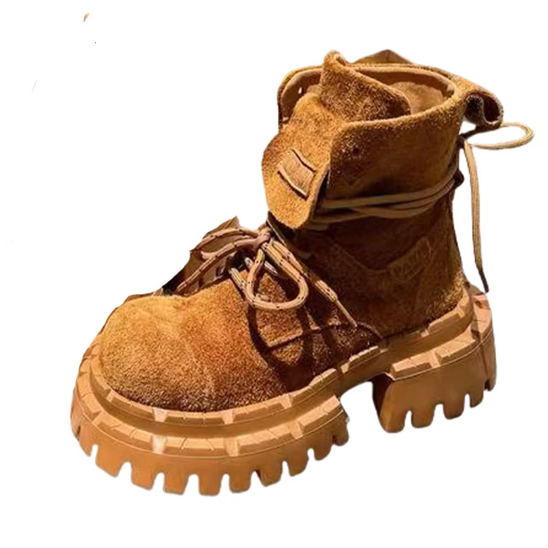 Ankle Boots for Women Flats Platform Shoes Fashion Winter Dress Woman 2025 Suede Cozy Chelsea Botas De Mujer 250908