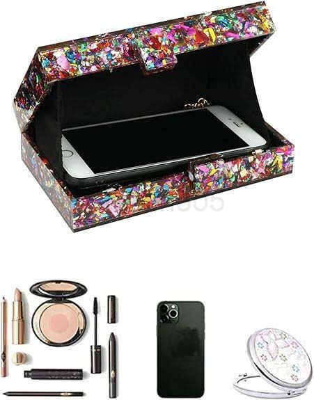 Women Sequin Acrylic Clutch Box Crossbody Bag Handbag Bridal Party Cocktail Evening Clutch Purse Z25909