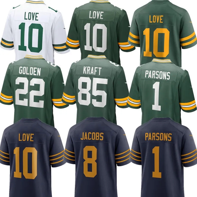 Micah Parsons Love Matthew Golden Football Jersey Josh Jacobs Tucker Kraft Xavier McKinney Jayden Reed Edgerrin Cooper Romeo Doubs Rashan Gary Evan Williams Melton