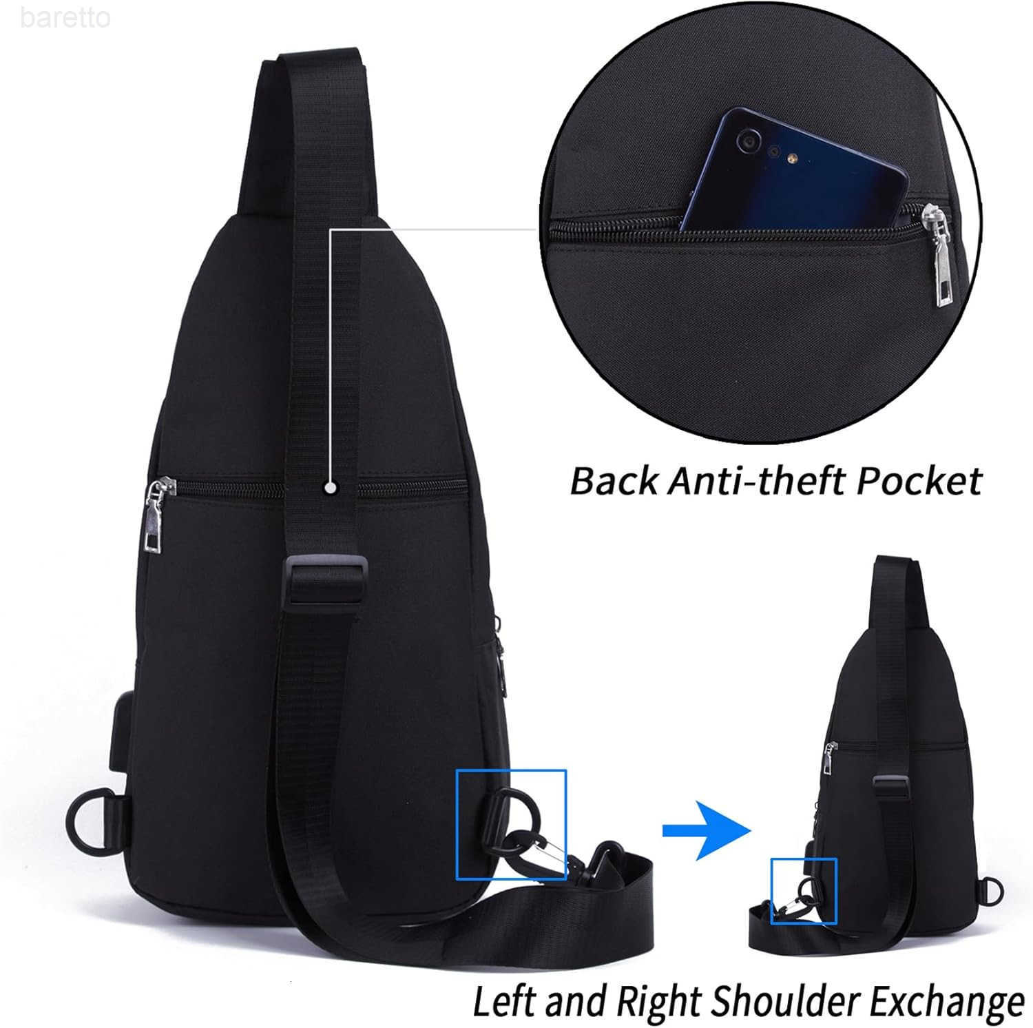 Rop Small Sling Bag Crossbody for Men Women One Strap Shoulder Cross Body Bag Sling Backpack for Travel Z250909