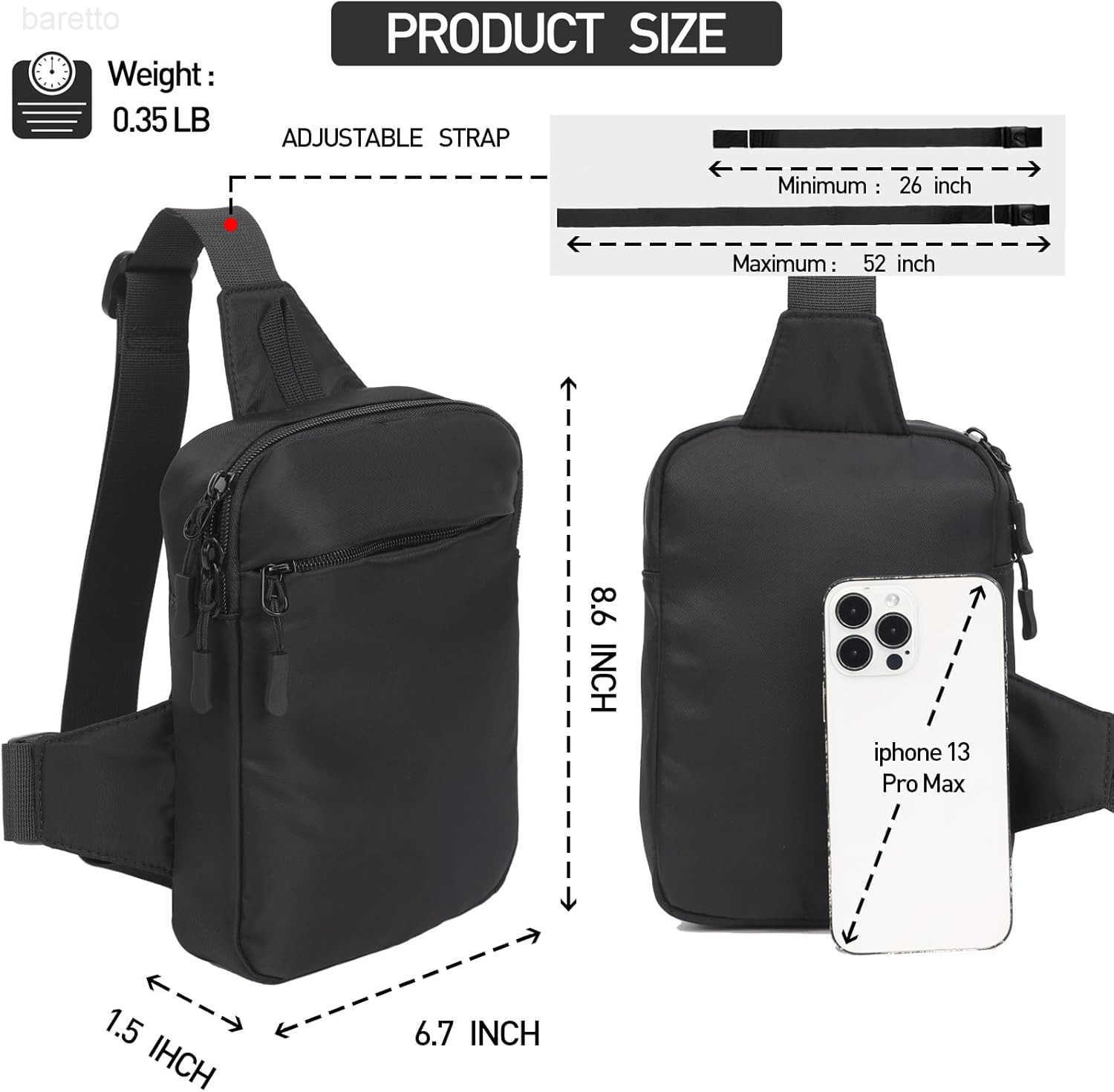 Sling Bag Crossbody Bag Water Resistant Chest Purse Phone Holder Mini Sling Bag for Men Women Travel Hiking Workout Nylon Z250909