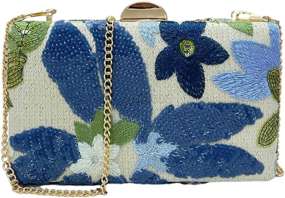 Womens Sequin Floral Embroidery Evening Beaded Clutch Bags Elegant Mini Crossbody Purses Wedding Party Bag Z25909