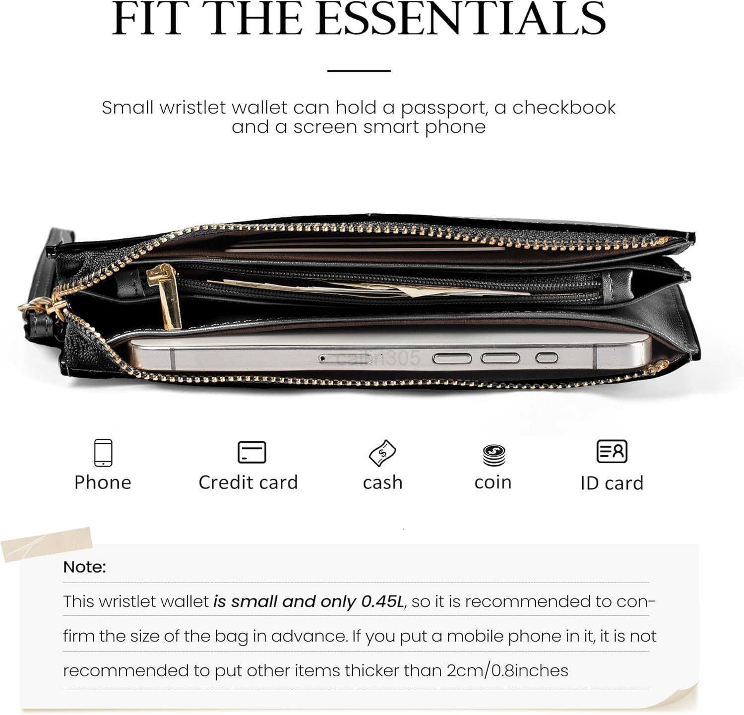 Genuine Leather Wristlet Clutch for Women UltraSlim Ladies Credit Card Holder Wallet Purses with RFID Protection Z25909