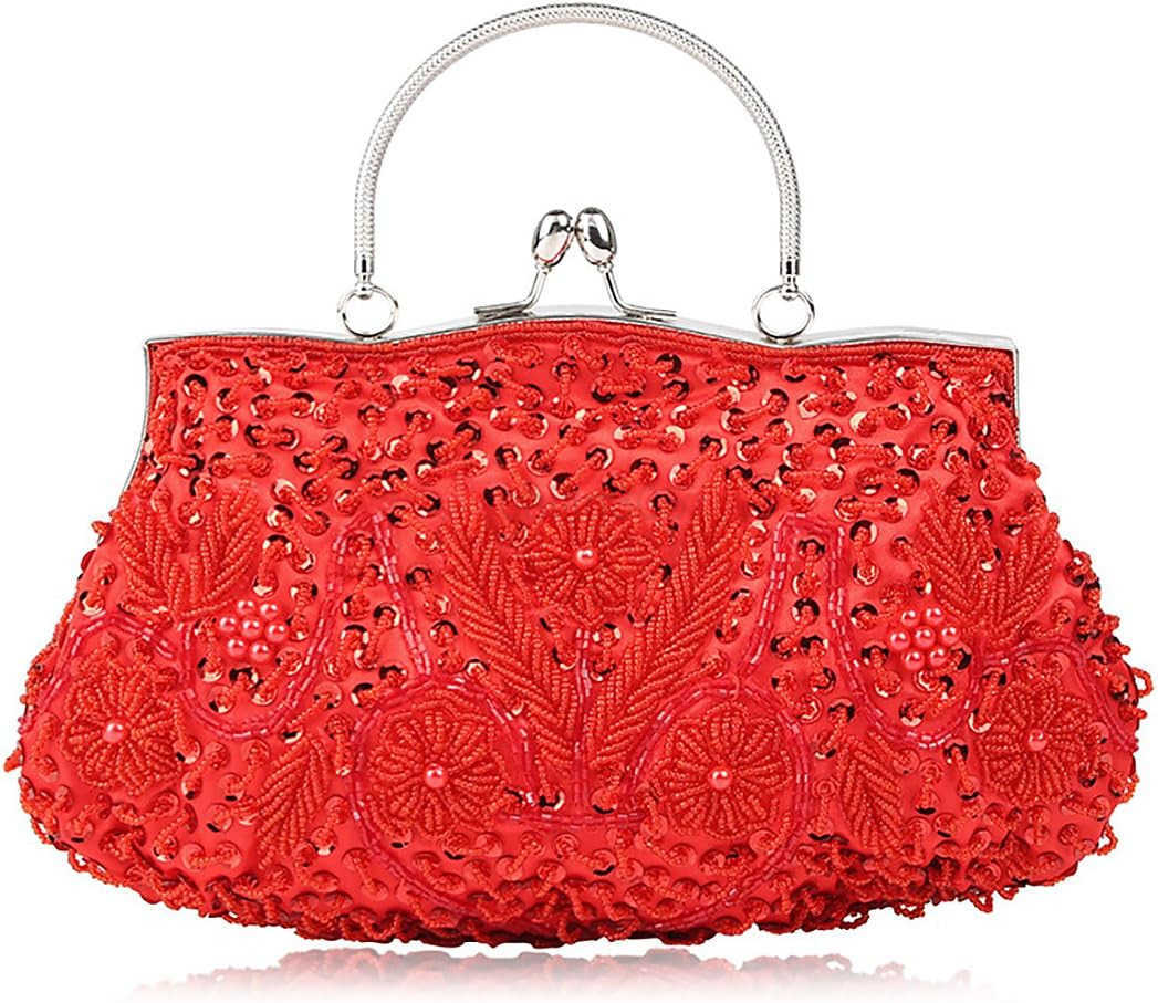 Beaded Sequin Flower Evening Purse Large Clutch Bag Z25909