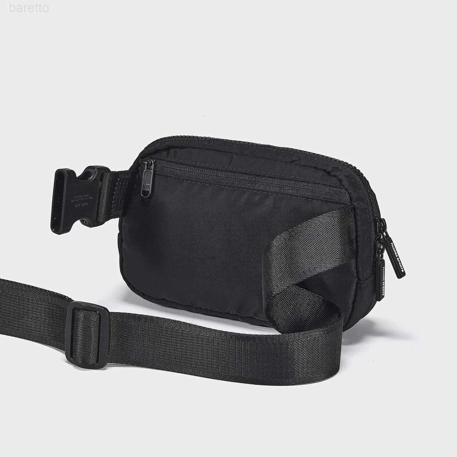 Two Way Zipper Fanny Pack Nylon Everywhere Belt Bag for Women Water Repellent Waist Packs Crossbody Bags with Adjustable Strap Black Z250909