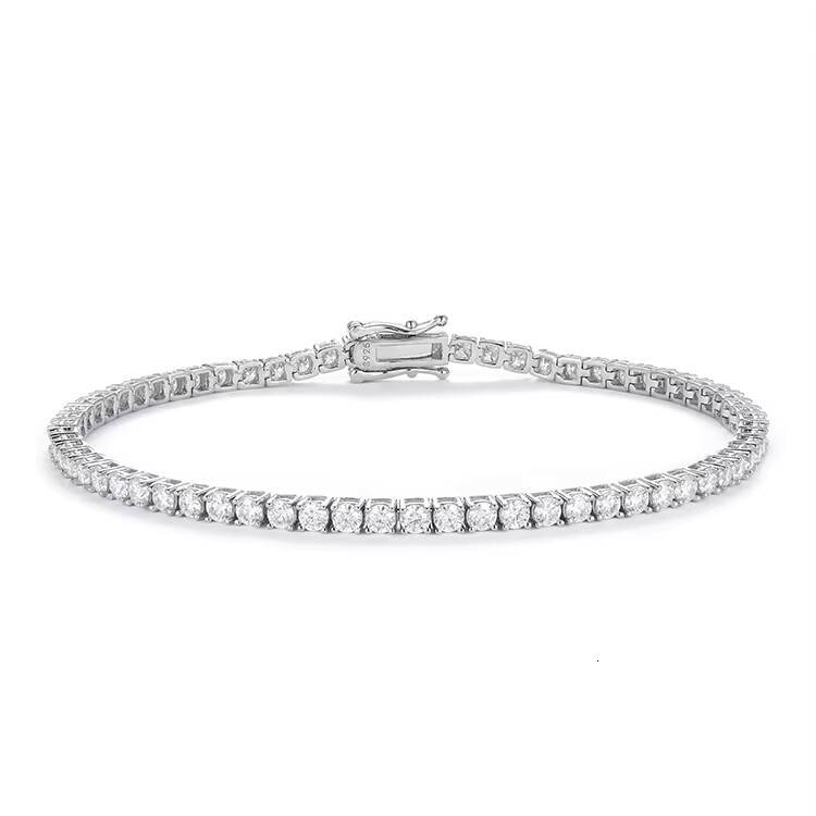 Wholesale Price in Stock 925 Sterling Silver Moissanite Tennis Bracelet 345mm High Quality Moissanite Tennis Chain Jewelry