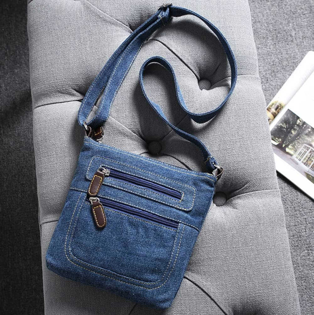 Denim Crossbody Bag for Women and Men Small Single Shoulder Bag Satchel Handbags Ladies Purses Casual Bag Multipocket zip Square Wallet Z250909