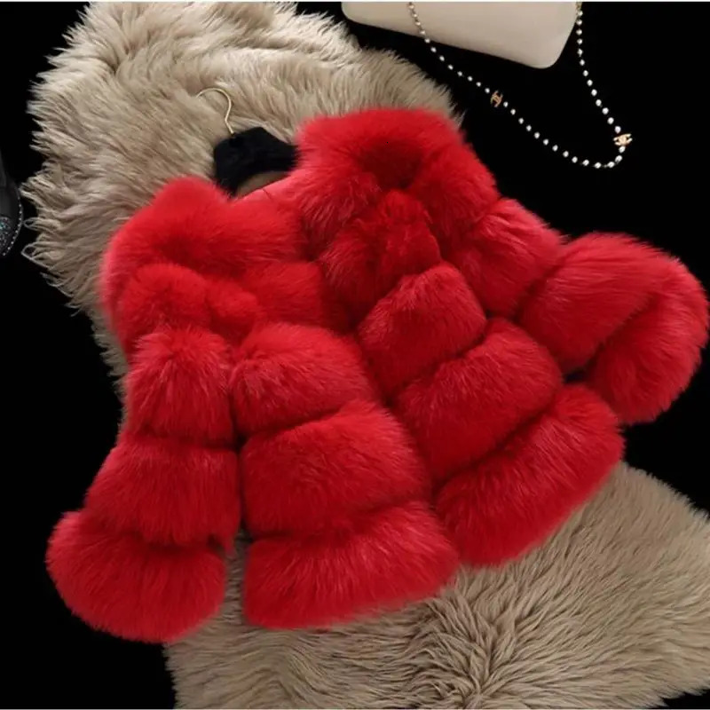 212 Years Girls Faux Fur Jacket Warm Elegant Toddler Baby Fox Fur Coat Girls Winter Clothes Long Sleeve Outwear TZ654 250908