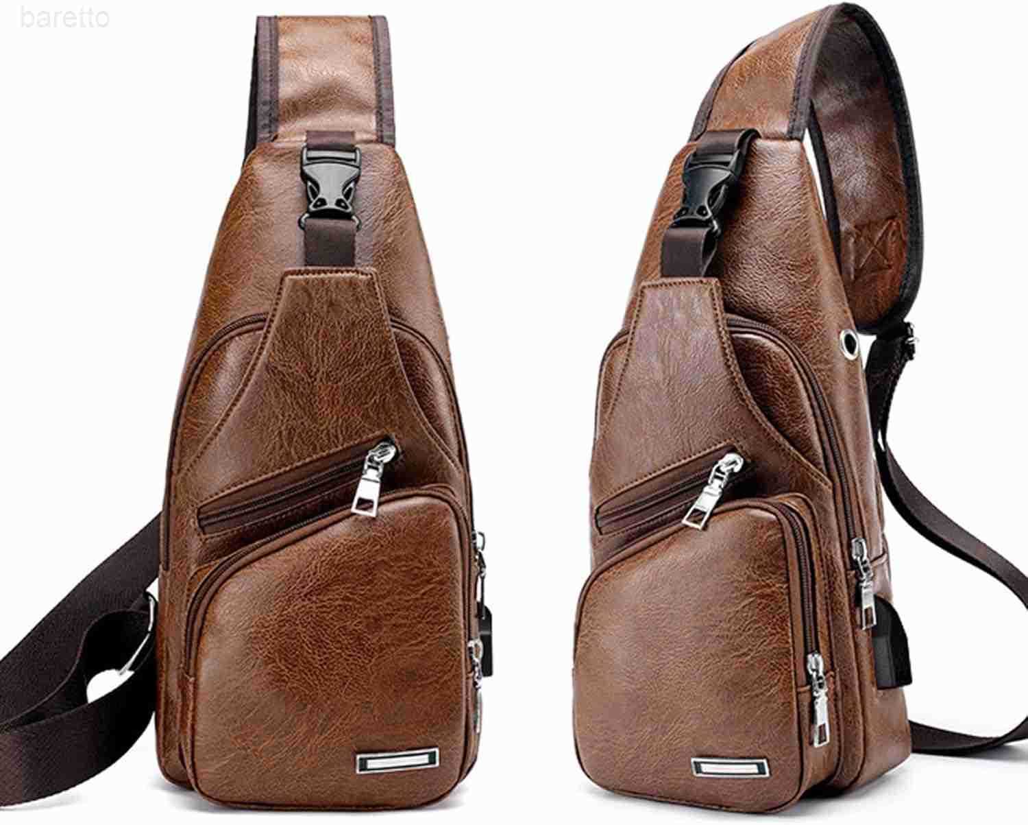 Rop Mens Sling Bag Small Chest Crossbody Shoulder Bag with USB Charging Port Z250910