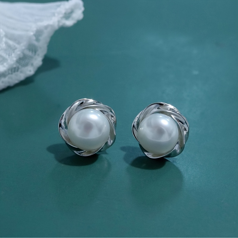 Everyday Elegance, Elegant Ladies Artificial Pearl Earrings - Handsome Alloy Fashion Jewelry, Classic Round Design, Perfect for Everyday Wear, Pearl E