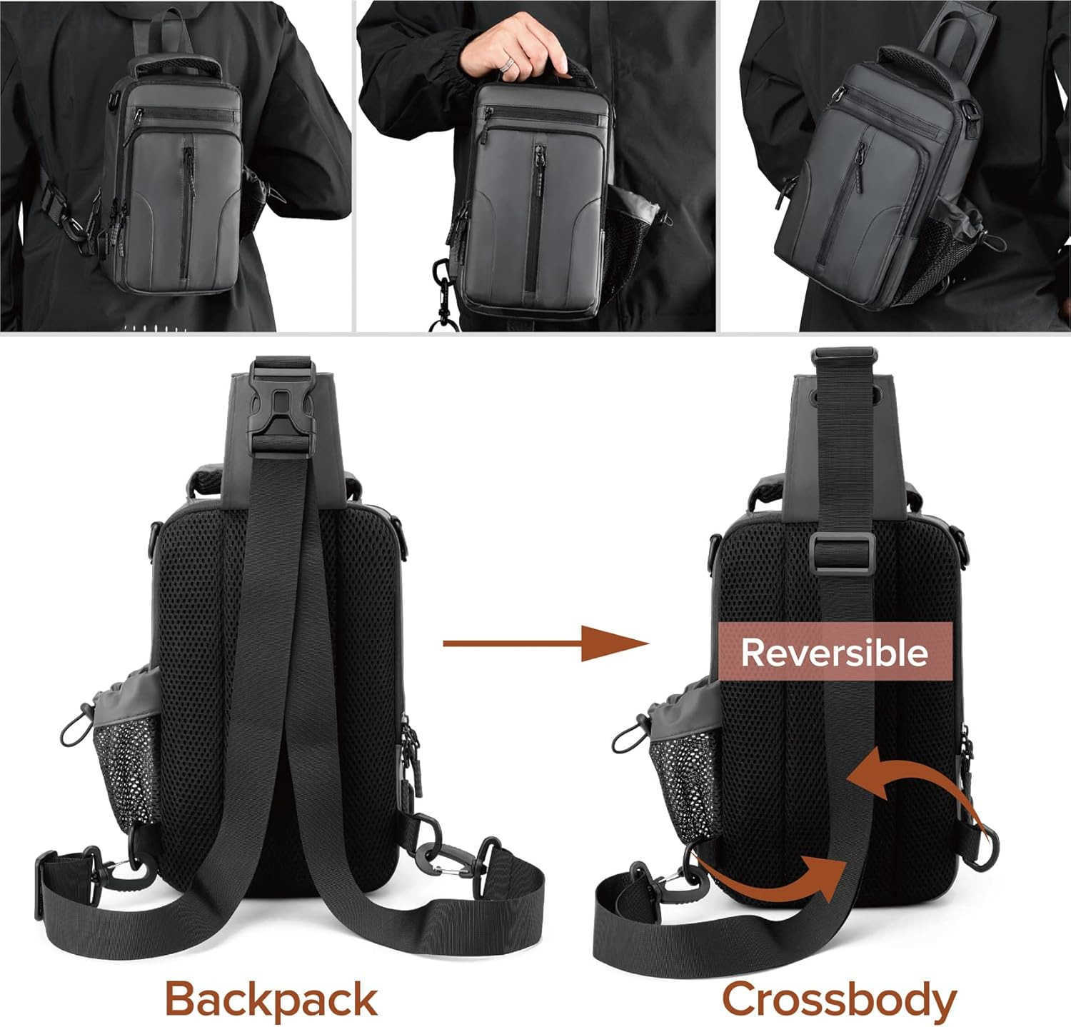 Theft Crossbody Backpack Shoulder Sling Bag Men Women One Strap Motorcycle Messenger Bag Daypack for Cycling Z250909