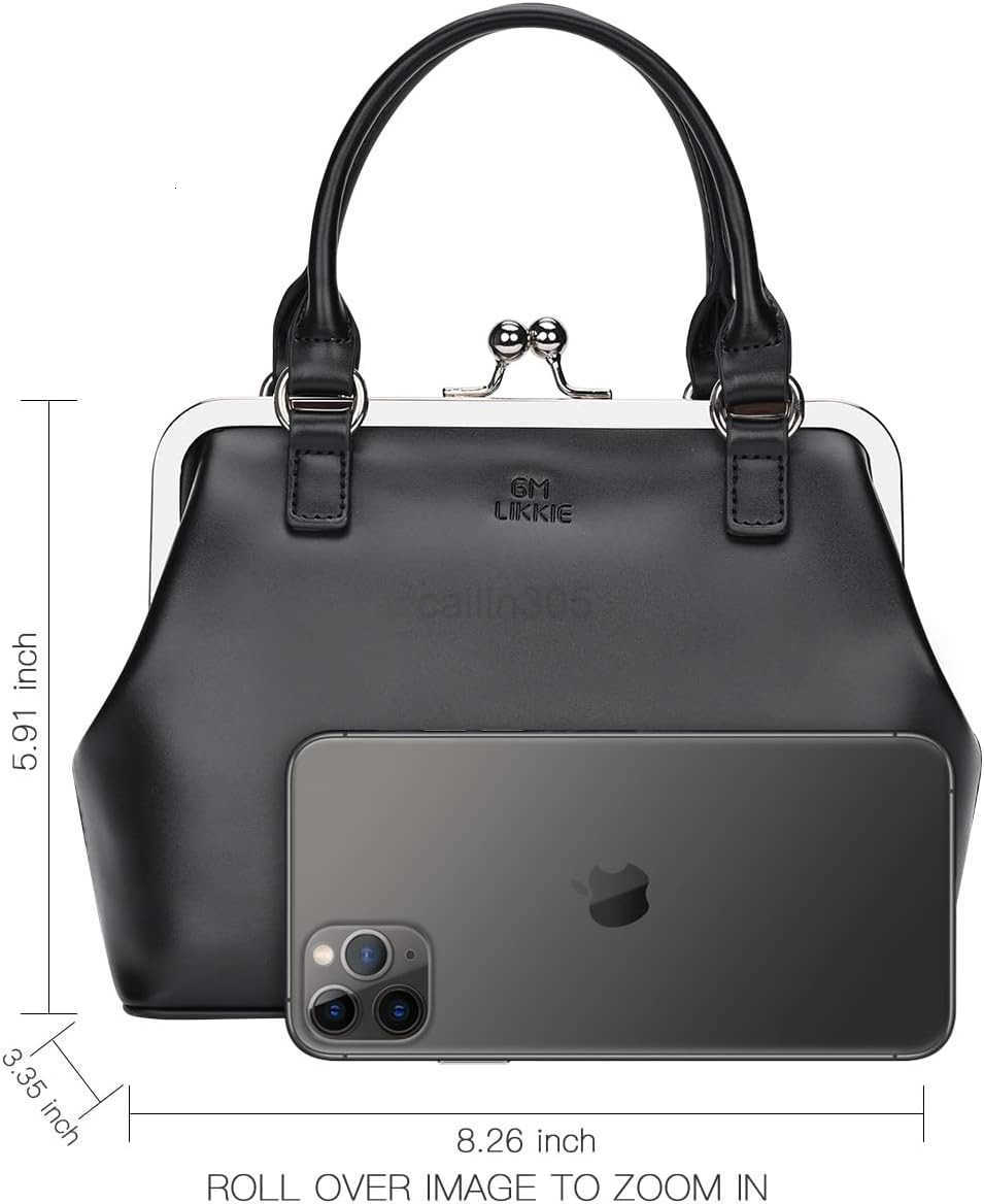 Kiss Lock Purses and Handbags Vintage PU Leather CluTCh Purses for Women Top Handle Evening Handbag Z25909