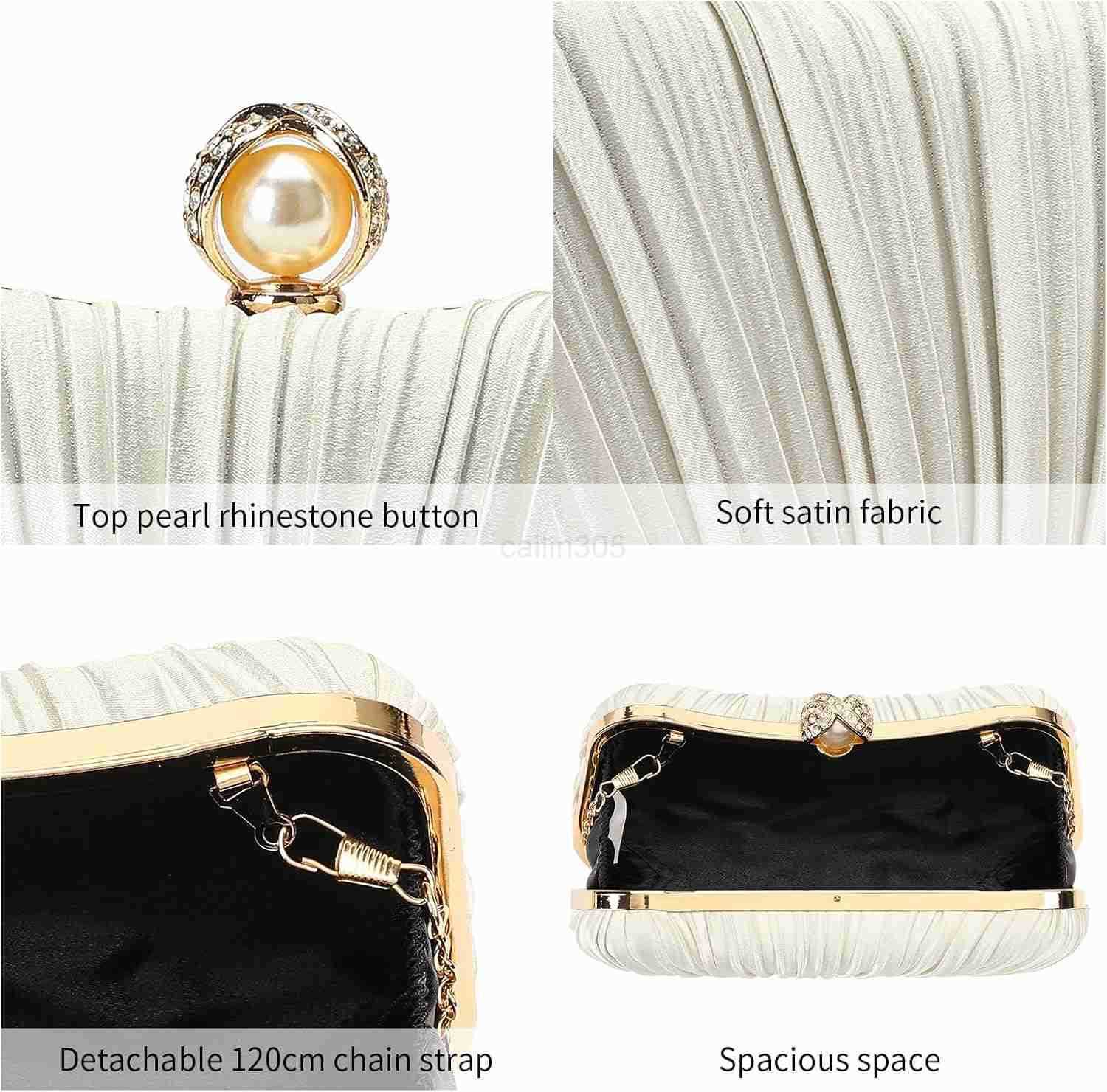 Clutch Purses for Women Evening Bag Pleated Satins Clutch Purse Luxury Handbags for Wedding Party Z25909