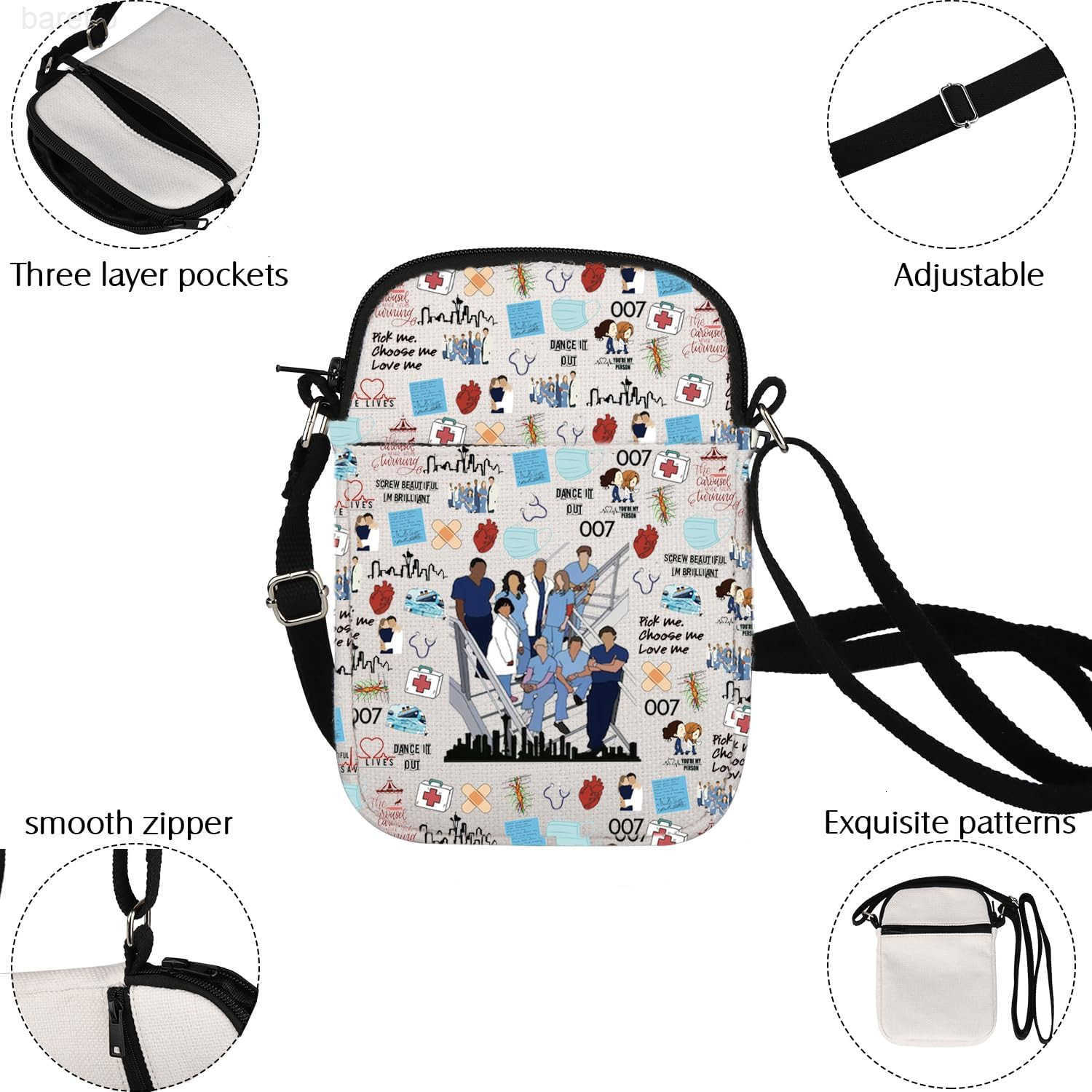 Crossbody Bag Medical Tv Show Fans Gifts Merchandise Doctor Thank You Gift Memorial Hospital Gifts Shoulder Bag Z250909