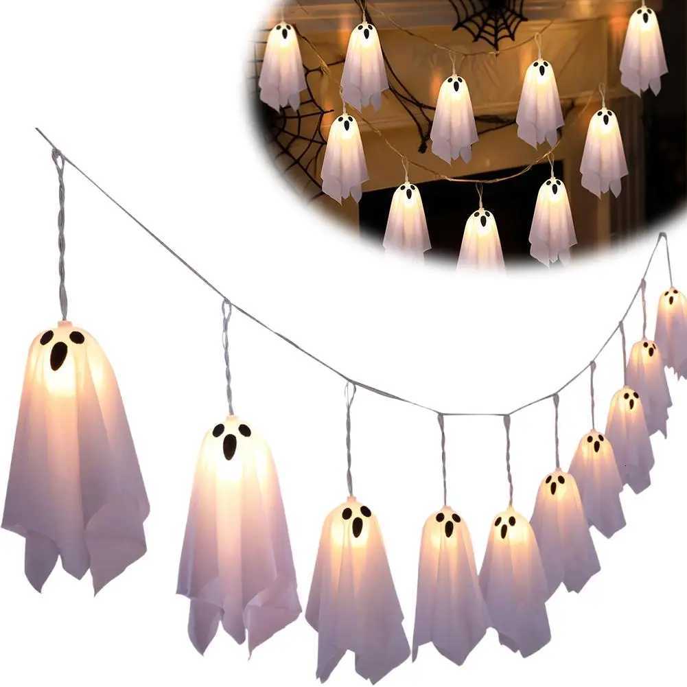 Halloween DecorationLight Up Ghost LED Colorful Light Ghost Terrifying Glowing Pendant Little Atmosphere String Decorati K2O3 H250908