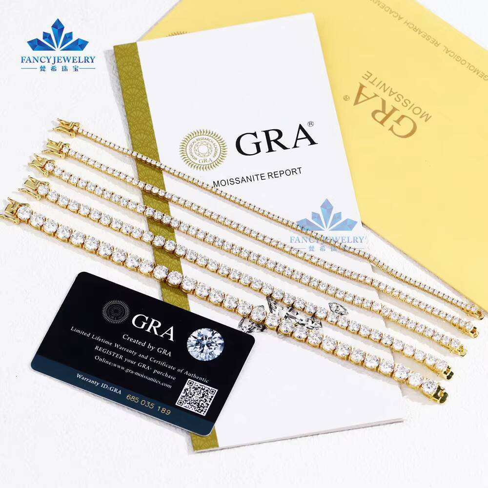 925 Silver D VVS Moissanite Tennis Bracelet for Women Various Sizes 2mm65mm Gold Plated Bracelet Bangle for Gift or Wedding
