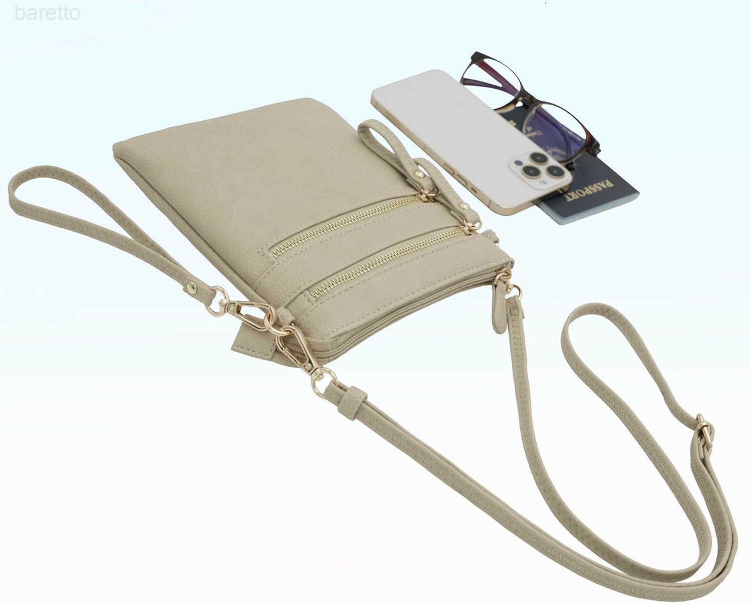 Small Crossbody Bag for Women Multi Zip Pockets with Detachable Wristlet Lightweight Travel Purse Cell Phone Pouch Z250909