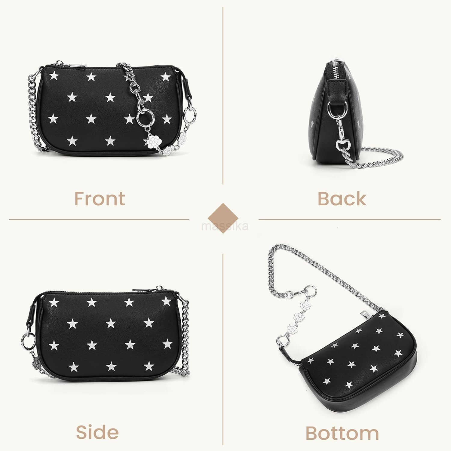 Mini Star Print Shoulder Bag Small Purse For Women Vegan Leather Handbag Soft Trendy Clutch Designer Underarm Bag M250909