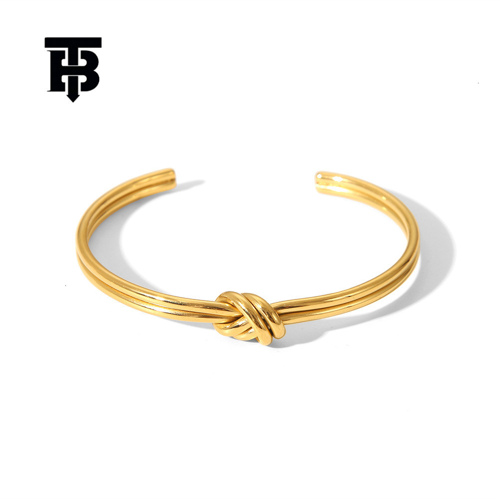 TB BHULAMTE Free Shipping New Designer Accessories Hot Selling Knot Twist Open Bracelet Stainless Steel Niche Design Simple Ins Style Bracelet Jewelry