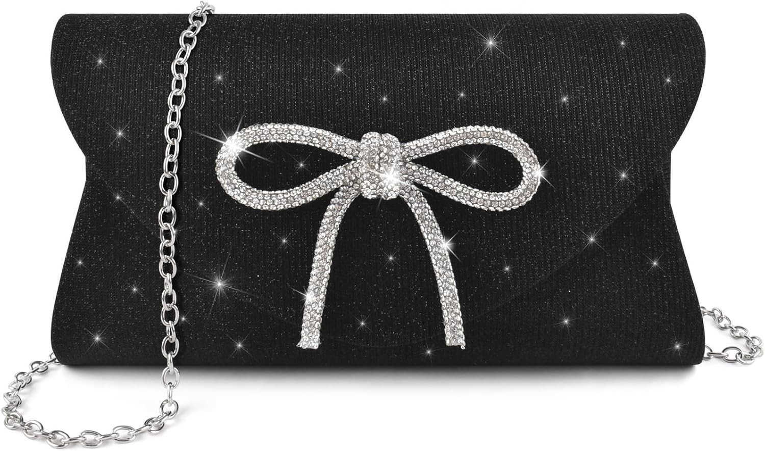 Bow Evening Bag Sparkly Clutch Purses for Women Glitter Dressy Clutch Bags for Wedding Party Prom Z25909