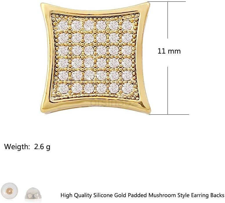Gold Silver 11mm Square CZ Stud Earrings of Mens aretes para hombre Y260117