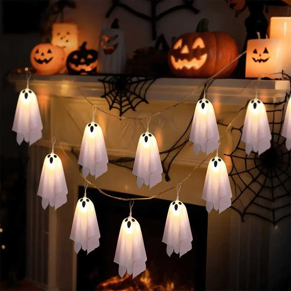 Halloween DecorationLight Up Ghost LED Colorful Light Ghost Terrifying Glowing Pendant Little Atmosphere String Decorati K2O3 H250908