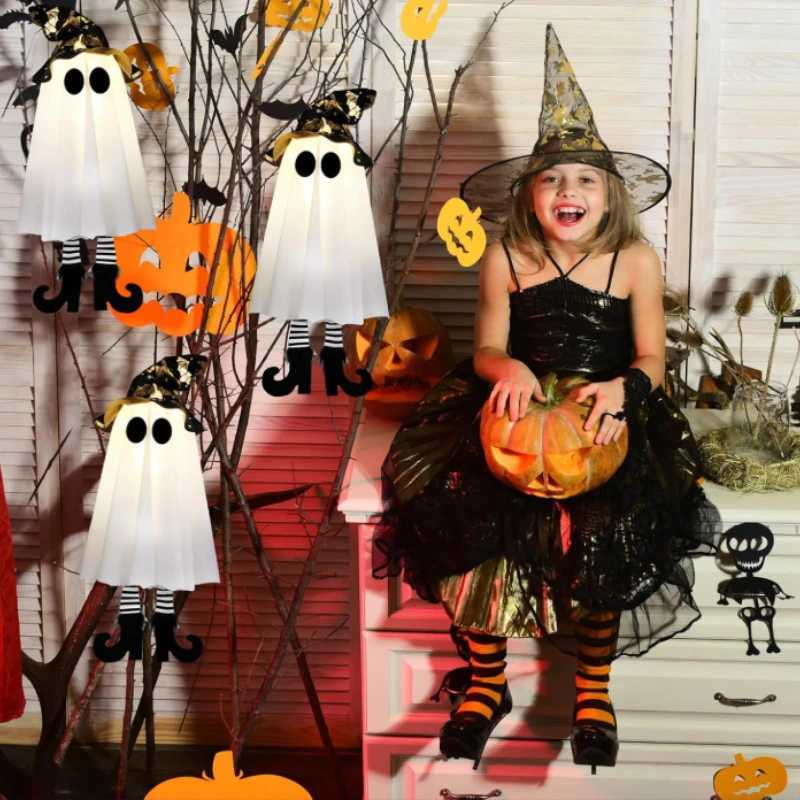 13pcs Halloween LED Light Up Witch Ghost Hanging Horror Ornaments Lamp for Home Outdoor Yard Halloween Party Decoration Gifts H250908