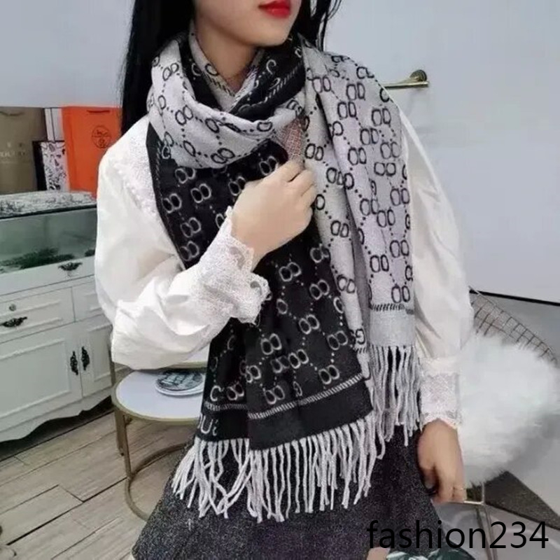 scarf Classic 100% cashmere fringe Designer scarf Stylish Women Cashmere Scarf Full Letter Printed Scarves Soft Touch Warm Wraps With Tags Autumn Winter Long Shawls